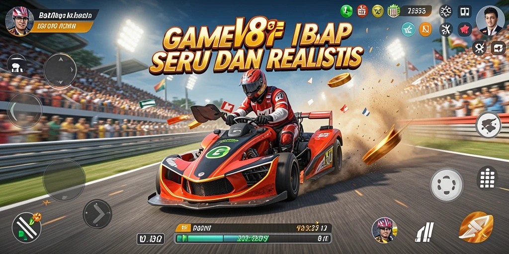 Tampilan gameplay seru di B8VIP dengan mobil balap yang cepat.
