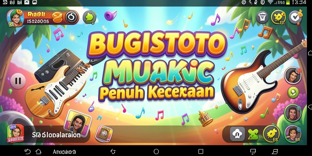 Tampilan gameplay BUGISTOTO yang penuh warna dan musikal