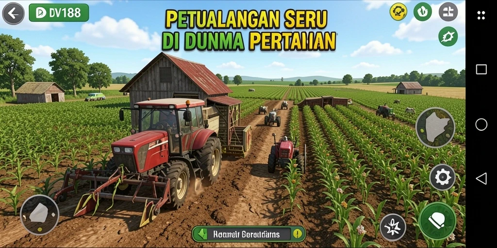 Tampilan gameplay DV188 yang memukau di dunia pertanian.
