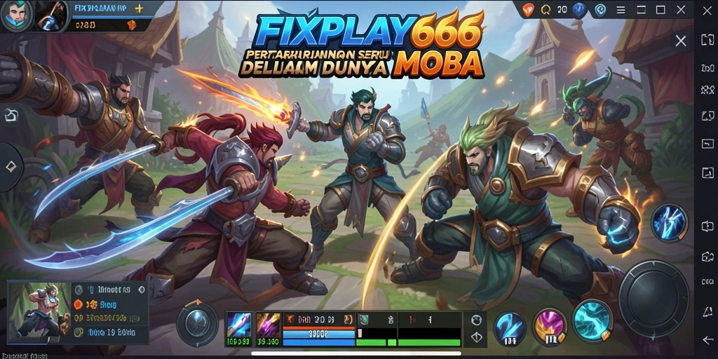 Tampilan permainan FIXPLAY666 yang intens dan seru dalam mode MOBA.