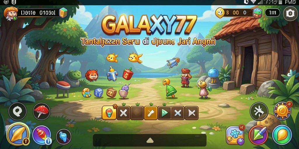Screenshot gameplay GALAXY77 menampilkan tantangan puzzle yang menarik.
