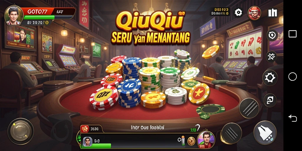 Screenshot GOTO77 menampilkan aksi seru dalam permainan QiuQiu.