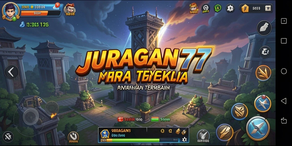 Tampilan gameplay mendebarkan dari JURAGAN77 Tower Defense.