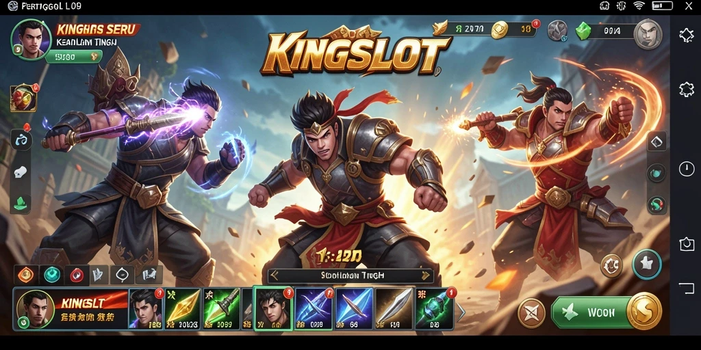 Tampilan gameplay KINGSLOT yang mendebarkan dan penuh aksi Fighting.