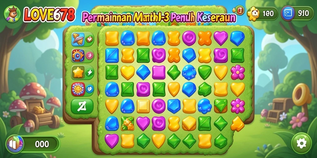 Gambaran gameplay LOVE678 dengan elemen Match-3 yang menarik.