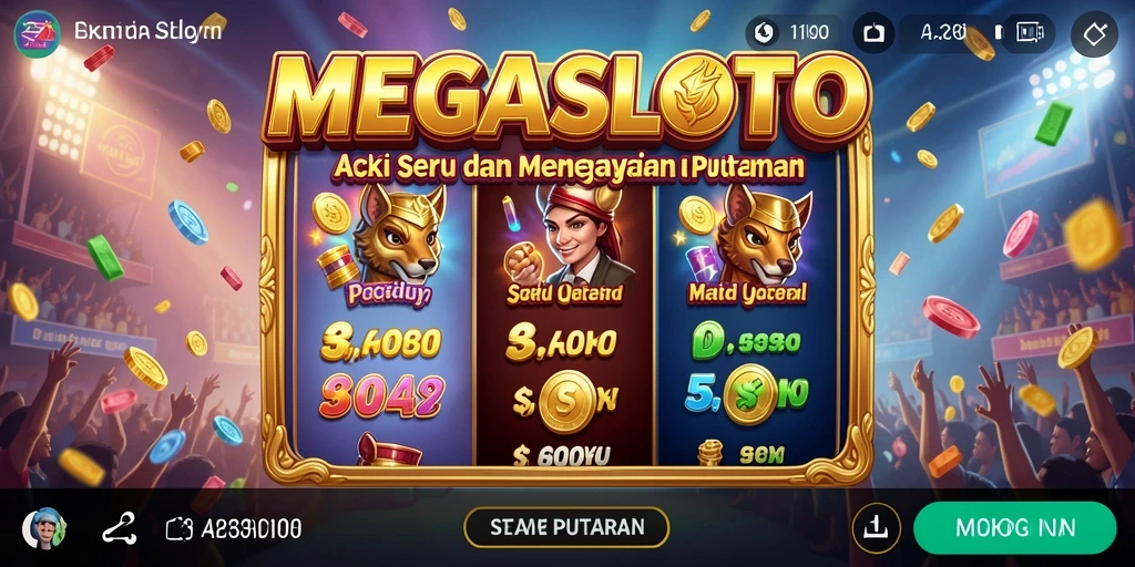 Tampilan menarik dari gameplay MEGASLOTO yang mendebarkan.
