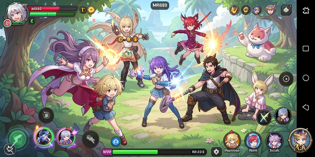 Tampilan gameplay MR888 yang menampilkan aksi seru dalam dunia anime.