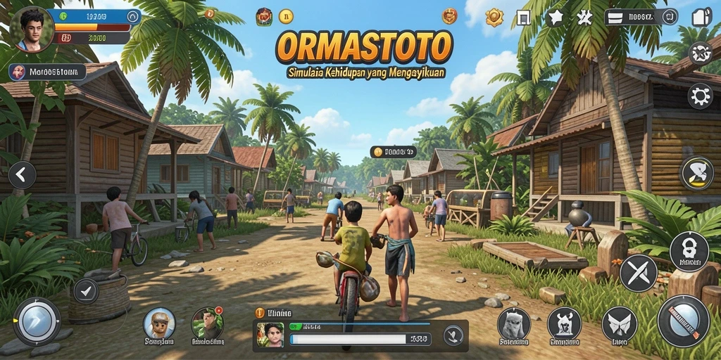Tampilan gameplay ORMASTOTO yang penuh warna dan interaksi dinamis.