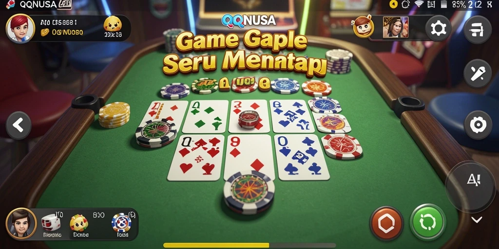 Tampilan gameplay Gaple yang seru dan interaktif di QQNUSA.
