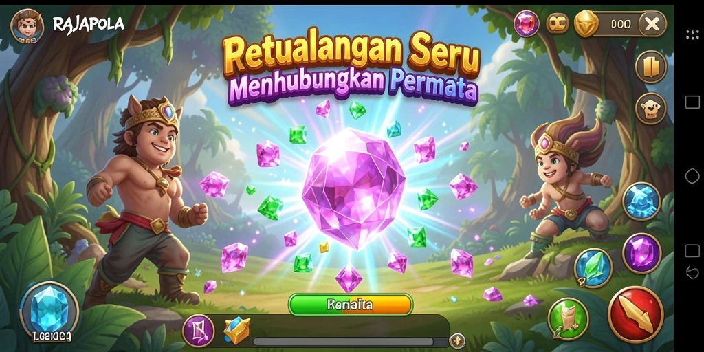 Tangkapan layar game RAJAPOLA menampilkan gameplay Match-3 yang menarik.