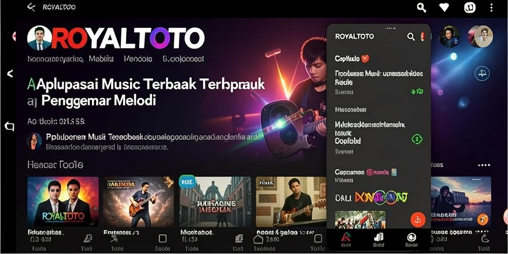 Tampilan antarmuka utama ROYALTOTO yang menampilkan berbagai pilihan lagu.