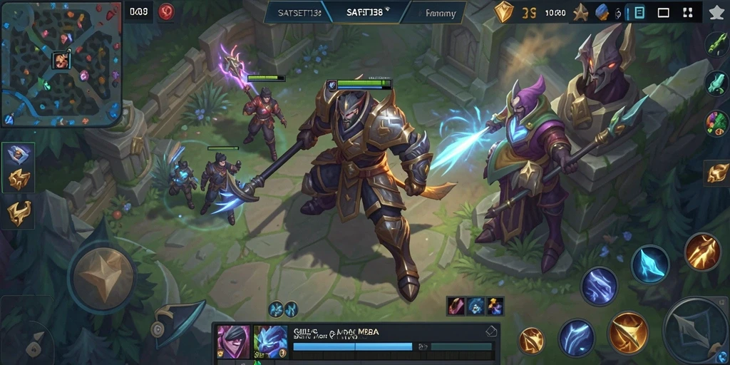 Tampilan gameplay SATSET138 dengan karakter yang beraksi di arena pertempuran.