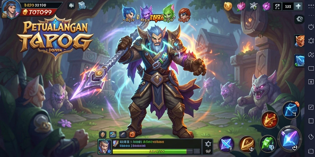 Screenshot menunjukkan pertarungan epik di dunia fantasi TOTO99.