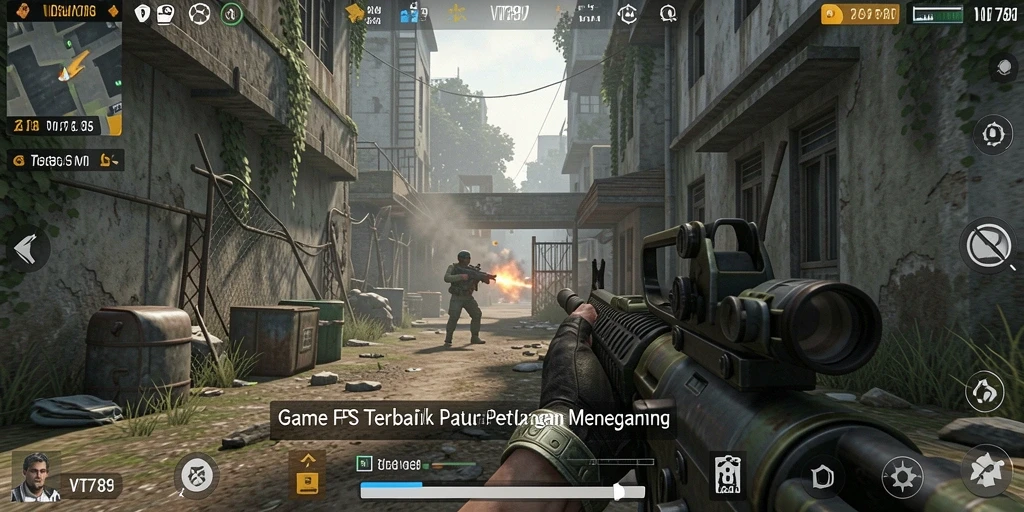 Screenshot menunjukkan aksi mendebarkan dalam gameplay VT789 FPS.