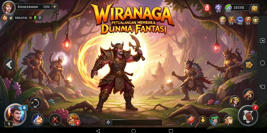 Tampilan menegangkan dalam permainan WIRANAGA dengan aksi MMORPG yang seru.